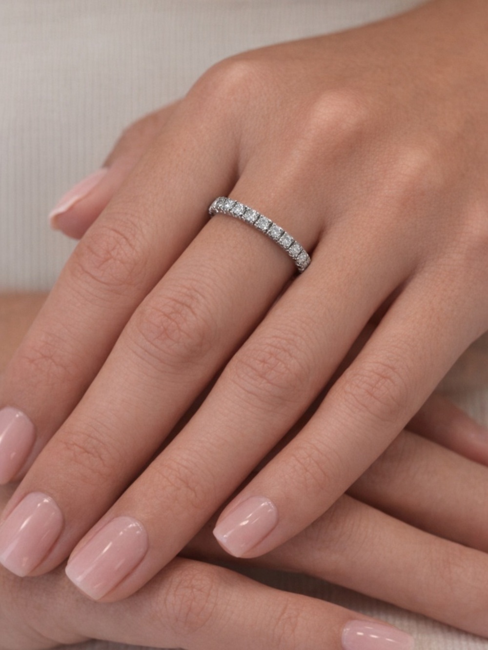 14k White Gold Diamond Band – Brilliant 2/3 Ct Sparkle!